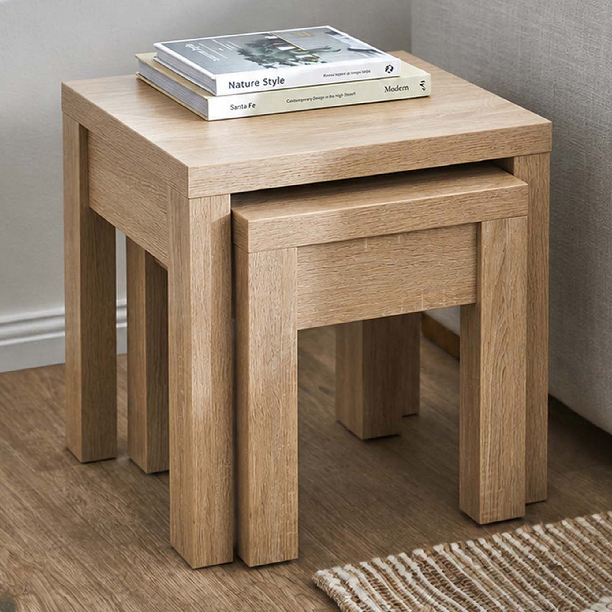 LivaraHome Olson 2-Piece Nesting Side Tables End Tables - Natural